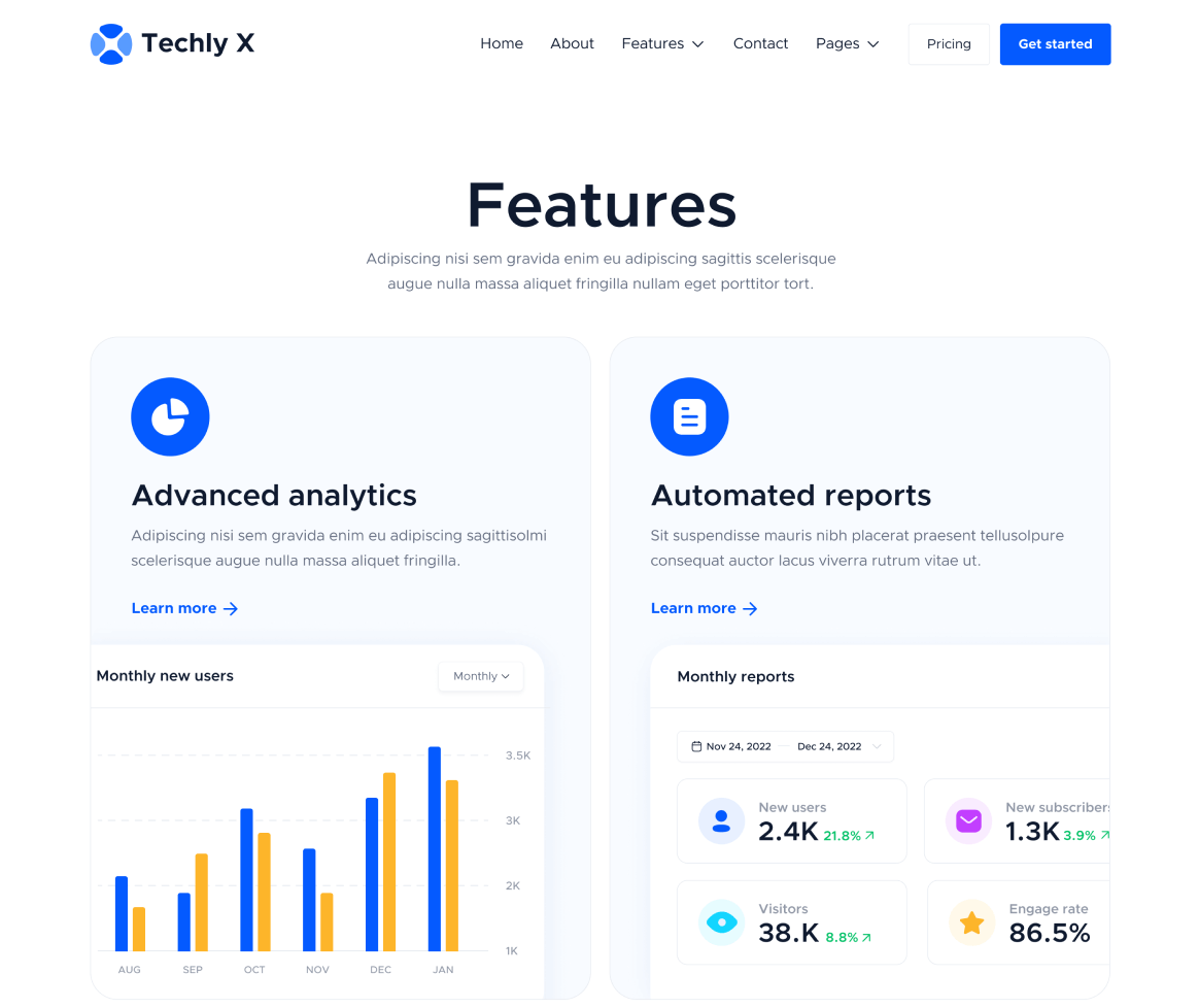 Features - Techly X Webflow Template