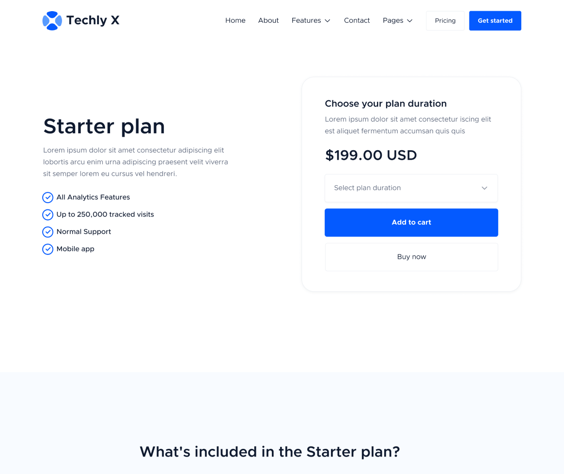 Pricing Single - Techly X Webflow Template